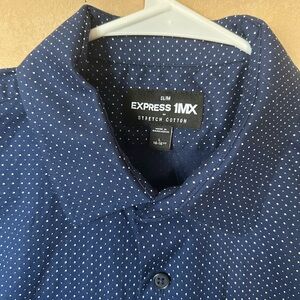 Express 1MX Slim Fit Button Down Shirt with Dot Pattern